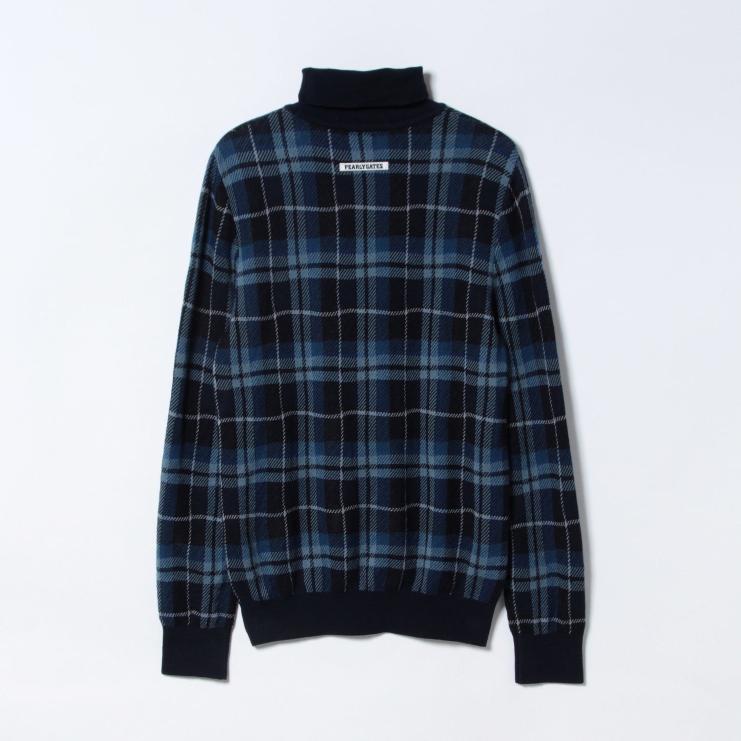 カシミヤタッチ チェック タートルネックニット