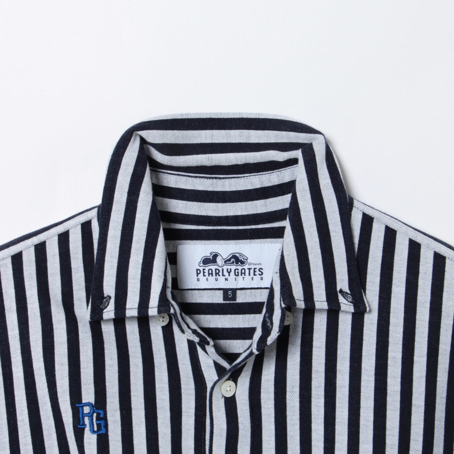 SNOOPY ストライプジャガード長袖ボタンダウンプルオーバー <スヌーピー>