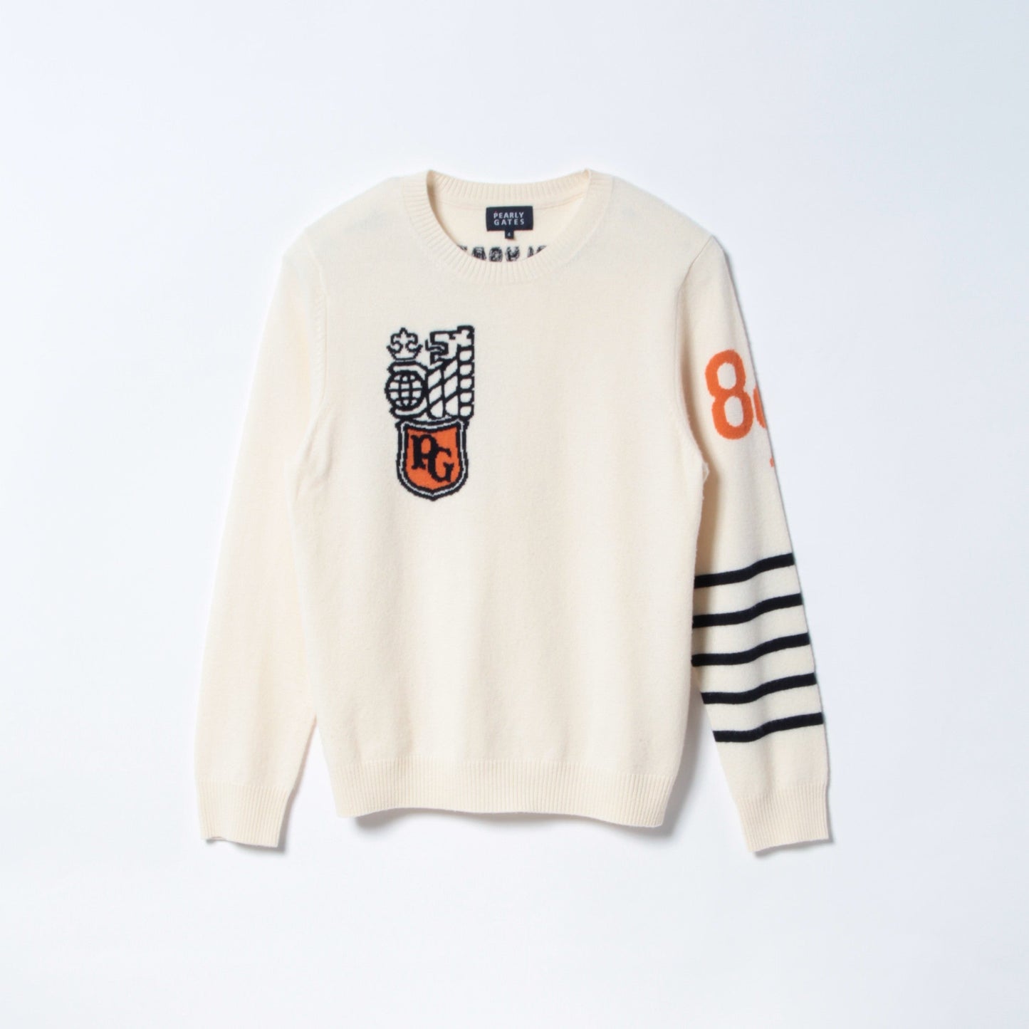 カシミヤ インターシャ クルーネックニット