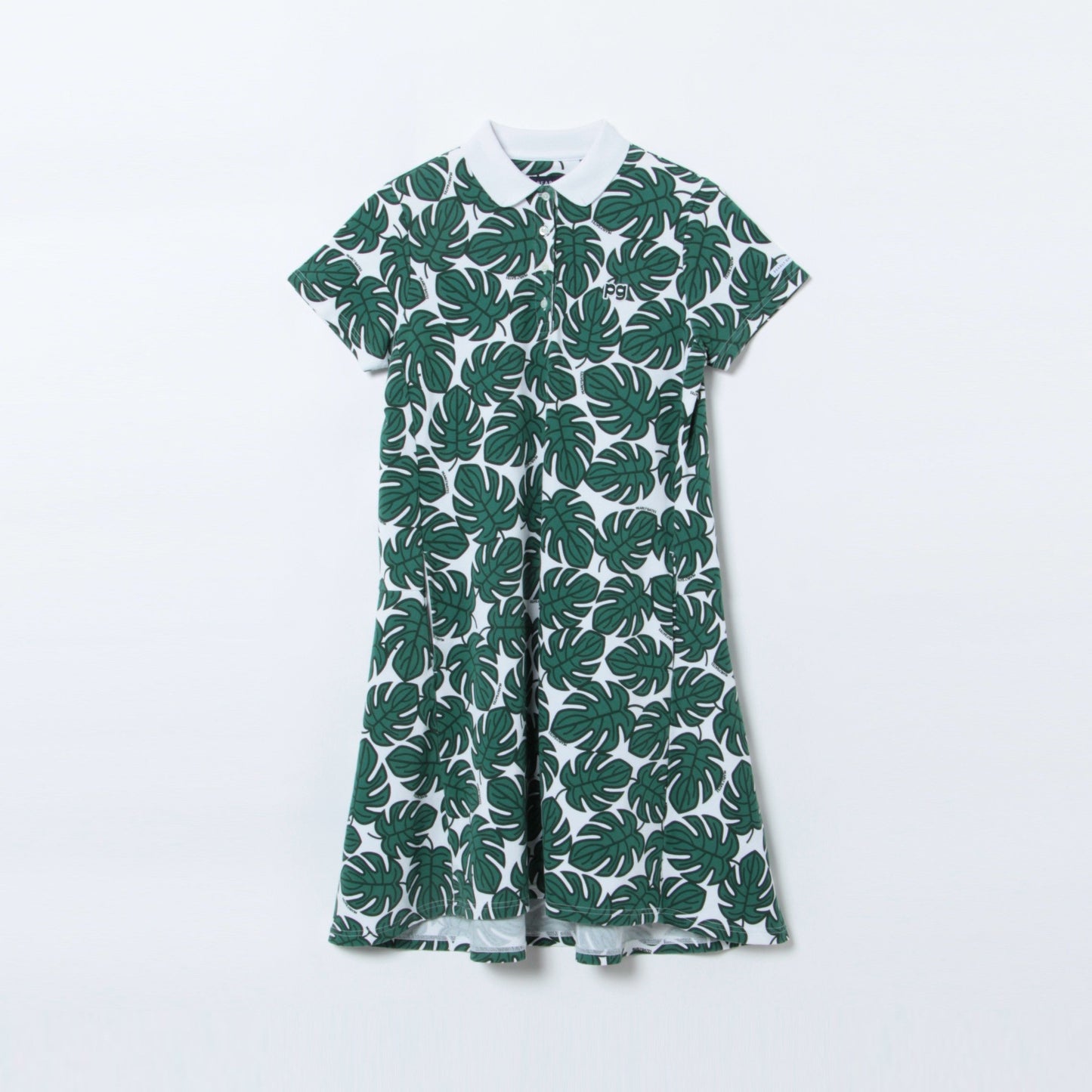 カノコ インレイ モンステラ柄 ポロ ワンピース ＜MONSTERA PATTERN＞