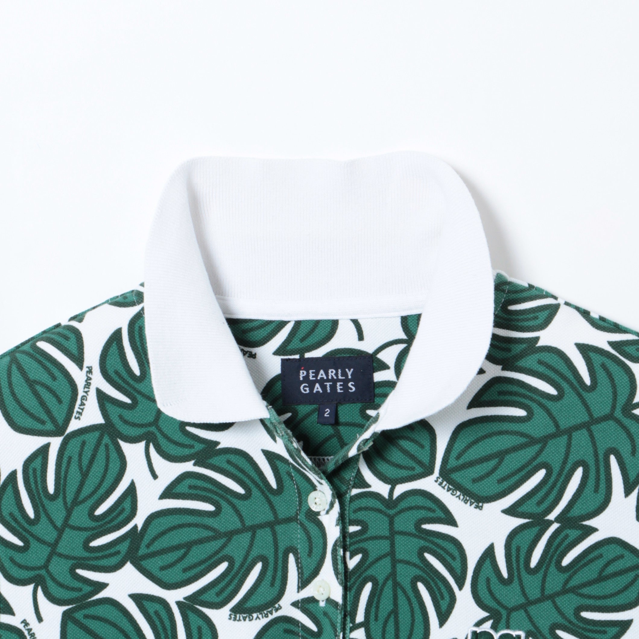 カノコ インレイ モンステラ柄 ポロ ワンピース ＜MONSTERA PATTERN